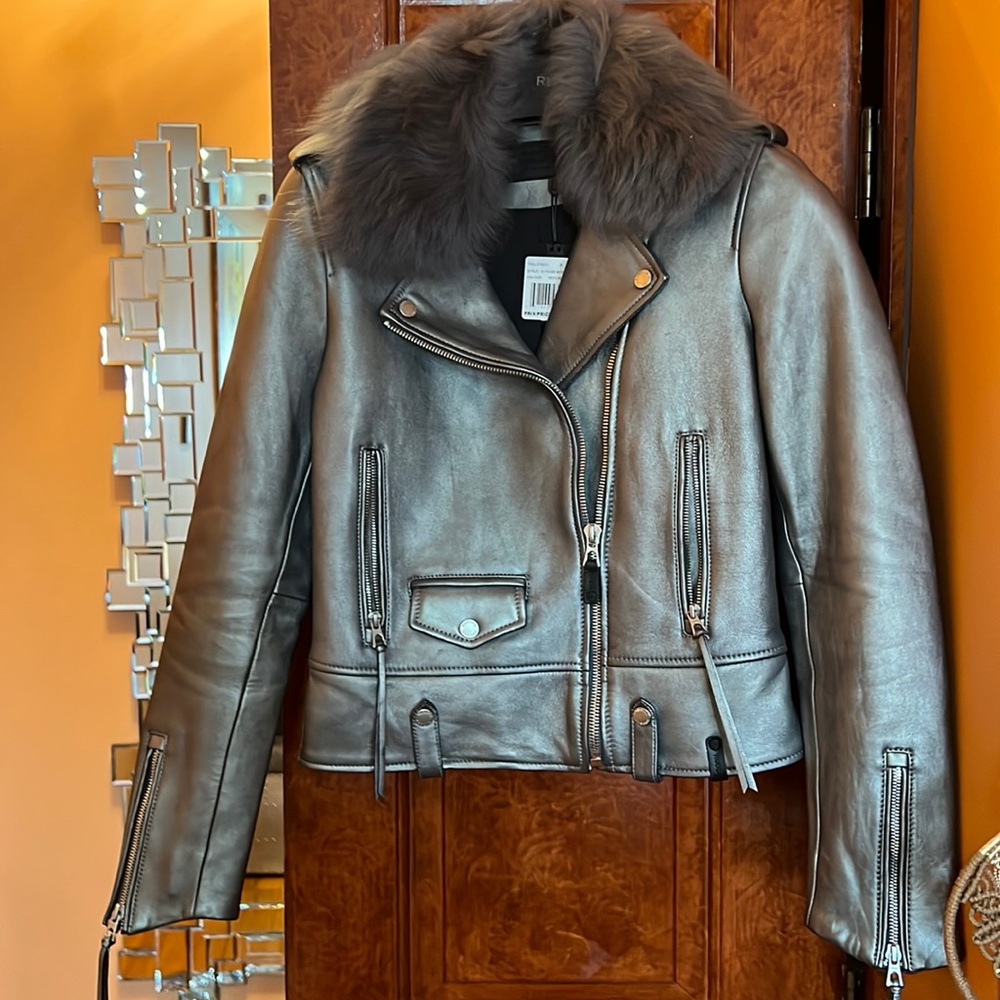 NWT Rudsak real leather jacket with detached fur